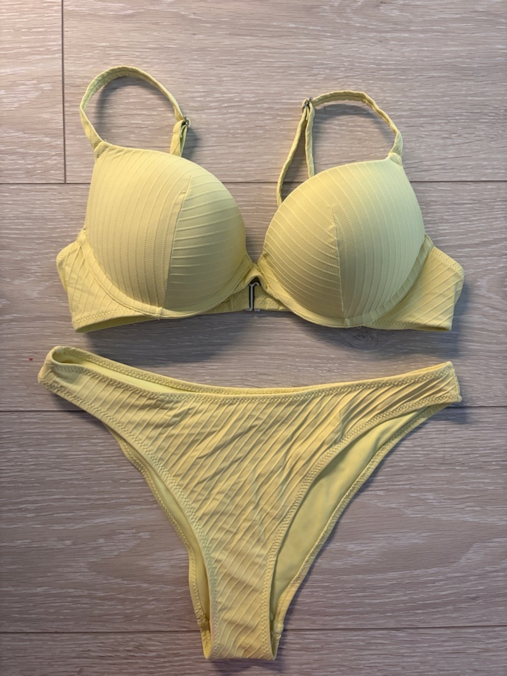 H&M Push Up Yellow Women's Two-Piece Swim Set - Structured Bikini